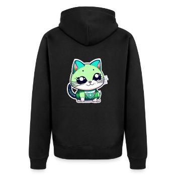 un mignon petit chat kawaii - manga - Veste à capuche bio Premium Unisexe - noir - Dos - Nico (187cm)