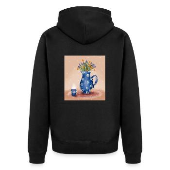 Flower Tea - Unisex Premium Organic Zip Hoodie - black - Back - Nico (187cm)