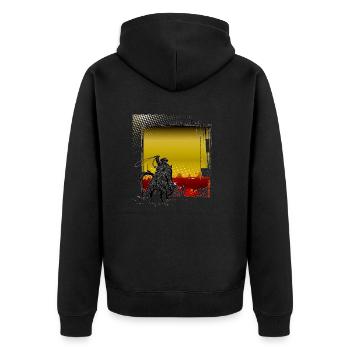 Cowboy Lustiger Cowboyhut Wild Western Country - Unisex Premium Bio Zip Hoodie - Schwarz - Hinten - Nico (187cm)