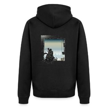 Cowboy Funny Cowboy Hat Wild Western Country - Unisex Premium Organic Zip Hoodie - black - Back - Nico (187cm)