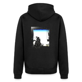 Cowboy Lustiger Cowboyhut Wild Western Country - Unisex Premium Bio Zip Hoodie - Schwarz - Hinten - Nico (187cm)