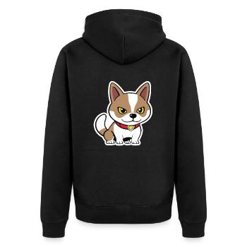 Petit chien brun esquissé - Veste à capuche bio Premium Unisexe - noir - Dos - Nico (187cm)