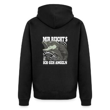 Mir reicht´s ich geh Angeln! - Unisex Premium Bio Zip Hoodie - Schwarz - Hinten - Nico (187cm)