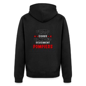 Les meilleurs deviennent Pompiers - Veste à capuche bio Premium Unisexe - noir - Dos - Nico (187cm)