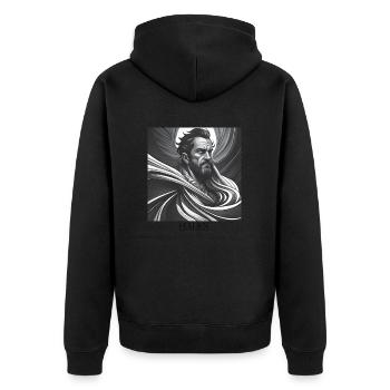 GREEK HADES - Unisex Premium Bio Zip Hoodie - Schwarz - Hinten - Nico (187cm)