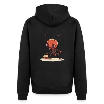 Mica the ant - Unisex Premium Organic Zip Hoodie - black - Back - Nico (187cm)