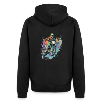 Motorcycle cross Fabio - Unisex Premium Organic Zip Hoodie - black - Back - Nico (187cm)