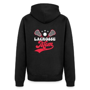 Lacrosse Mom Team Fan Goalie Player - Unisex Premium Bio Zip Hoodie - Schwarz - Hinten - Nico (187cm)