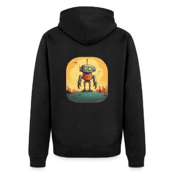 Robot - Unisex Premium Bio Zip Hoodie - Schwarz - Hinten - Nico (187cm)