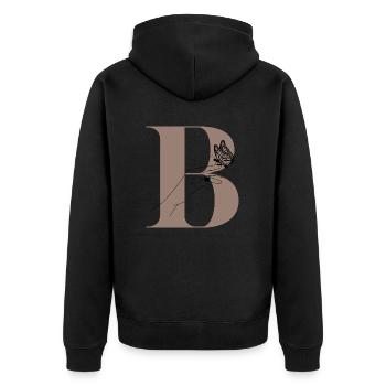 Letter B Magic butterfly - Unisex Premium Organic Zip Hoodie - black - Back - Nico (187cm)
