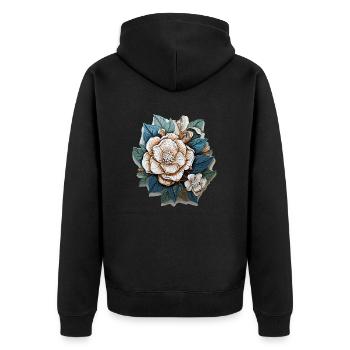 White flowers - Unisex Premium Organic Zip Hoodie - black - Back - Nico (187cm)