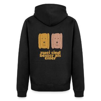 hunde - zwei sind besser als einer - Unisex Premium Bio Zip Hoodie - Schwarz - Hinten - Nico (187cm)