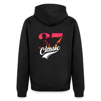 Vintage 1937-37e anniversaire - Veste à capuche bio Premium Unisexe - noir - Dos - Nico (187cm)