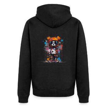 Paws & Reflect: Eine kunstvolle Hundekreation - Unisex Premium Bio Zip Hoodie - Schwarz - Hinten - Nico (187cm)