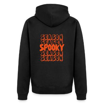 Jahreszeit Spooky Orange - Unisex Premium Bio Zip Hoodie - Schwarz - Hinten - Nico (187cm)