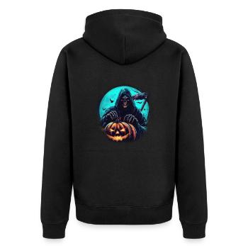 La faucheuse de citrouilles - Veste à capuche bio Premium Unisexe - noir - Dos - Nico (187cm)