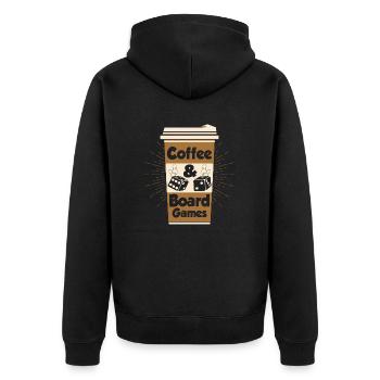 Coffee & Board Games Nerd Gamer Tabletop Player - Unisex Premium Bio Zip Hoodie - Schwarz - Hinten - Nico (187cm)