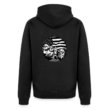 Mont Rushmore USA drapeau street art pochoir - Veste à capuche bio Premium Unisexe - noir - Dos - Nico (187cm)