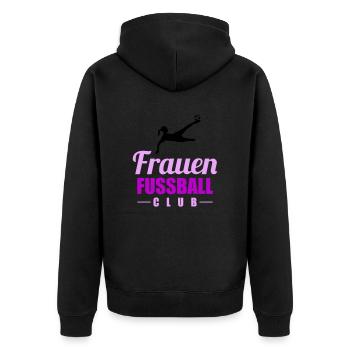 frauen fußball - Unisex Premium Bio Zip Hoodie - Schwarz - Hinten - Nico (187cm)
