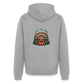 Feliz Navidad - Merry Christmas - Unisex Premium Organic Zip Hoodie - heather grey - Back - Nico (187cm)