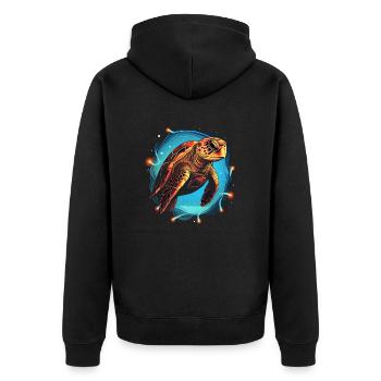 Sea Turtle Xmas Lights, Love turtles - Unisex Premium Organic Zip Hoodie - black - Back - Nico (187cm)