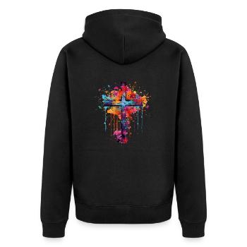 Cross for Christians and Orthodox Christianity - Unisex Premium Organic Zip Hoodie - black - Back - Nico (187cm)