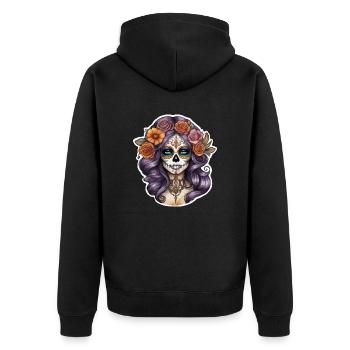 Women's Skull in Mexican Style Tatoo Art - Unisex Premium Organic Zip Hoodie - black - Back - Nico (187cm)