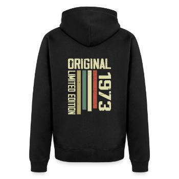 Retro 1973 Geschenk 51. Geburtstag Jahrgang 1973 - Unisex Premium Bio Zip Hoodie - Schwarz - Hinten - Nico (187cm)