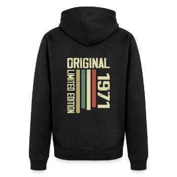 Retro 1971 Geschenk 53. Geburtstag Jahrgang 1971 - Unisex Premium Bio Zip Hoodie - Schwarz - Hinten - Nico (187cm)