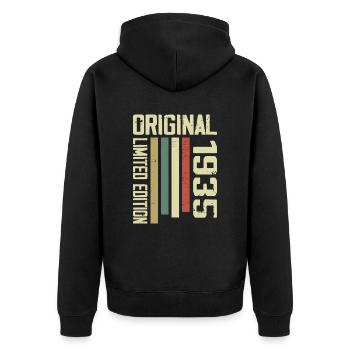 Retro 1935 Gift 89th Birthday Vintage 1935 - Unisex Premium Organic Zip Hoodie - black - Back - Nico (187cm)