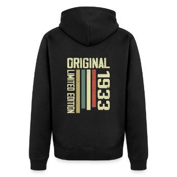 Retro 1933 cadeau 91e anniversaire Vintage 1933 - Veste à capuche bio Premium Unisexe - noir - Dos - Nico (187cm)