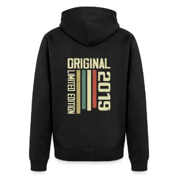 Retro 2019 Vintage 1995 5th Anniversary Gift - Unisex Premium Organic Zip Hoodie - black - Back - Nico (187cm)