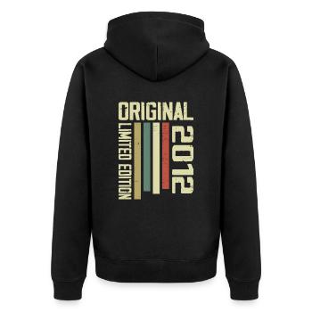Retro 2012 Vintage 1995 12th Anniversary Gift - Unisex Premium Organic Zip Hoodie - black - Back - Nico (187cm)