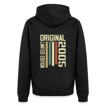 Retro 2005 19th Anniversary Gift Vintage 1995 - Unisex Premium Organic Zip Hoodie - black - Back - Nico (187cm)