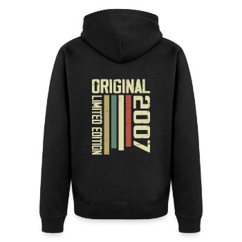 Retro 2007 Vintage Geschenk zum 17. Jahrestag 1995 - Unisex Premium Bio Zip Hoodie - Schwarz - Hinten - Nico (187cm)
