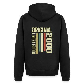 Retro 2000 Vintage 24th Anniversary Gift 1995 - Unisex Premium Organic Zip Hoodie - black - Back - Nico (187cm)
