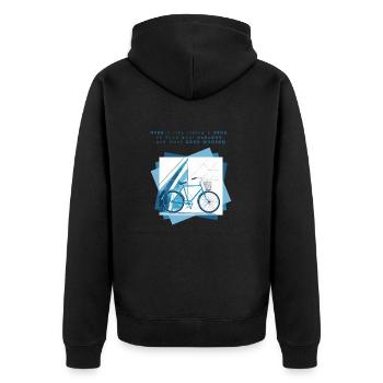 Botschaft Das Leben ist wie Fahrradfahren - Unisex Premium Bio Zip Hoodie - Schwarz - Hinten - Nico (187cm)