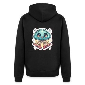 Quallenliebhaber - Unisex Premium Bio Zip Hoodie - Schwarz - Hinten - Nico (187cm)