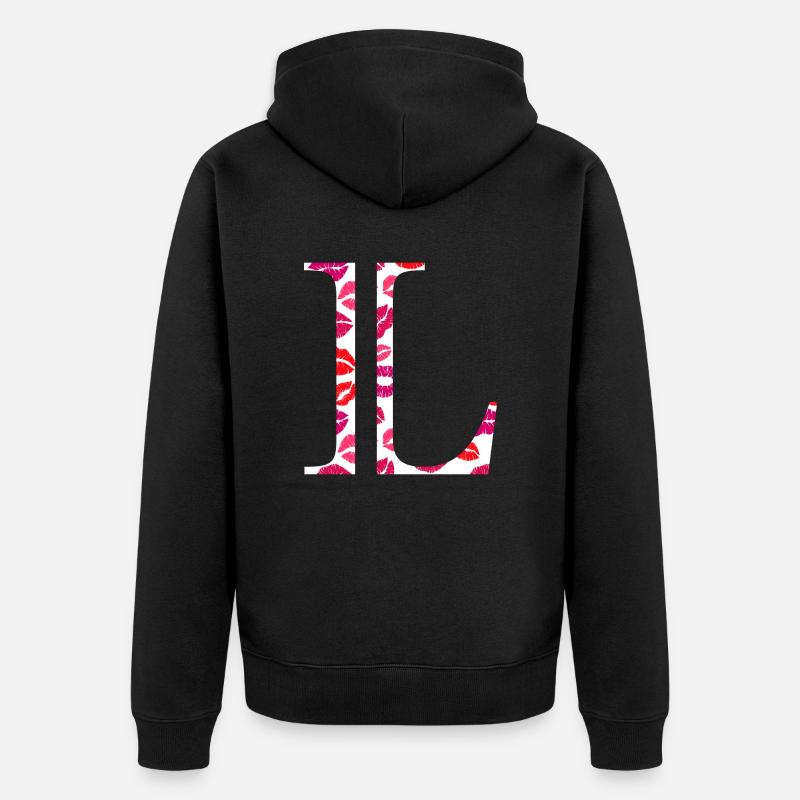 Lettre l bisous - Veste à capuche bio Premium Unisexe - noir