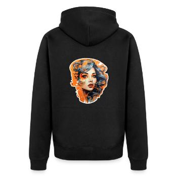 Fussballfan oranije 50er Jahre - Unisex Premium Bio Zip Hoodie - Schwarz - Hinten - Nico (187cm)