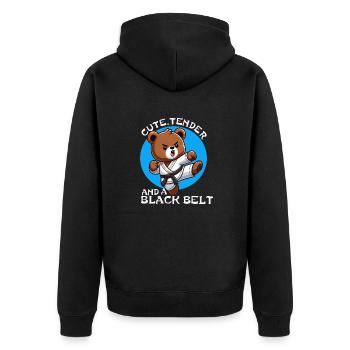 Cute, cuddly and black belt. - Unisex Premium Organic Zip Hoodie - black - Back - Nico (187cm)