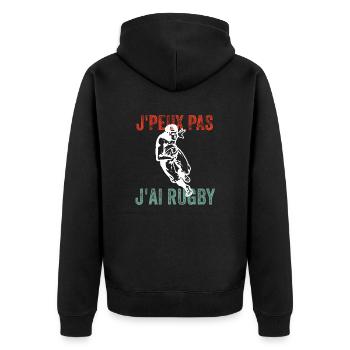 J'peux pas j'ai rugby - Veste à capuche bio Premium Unisexe - noir - Dos - Nico (187cm)