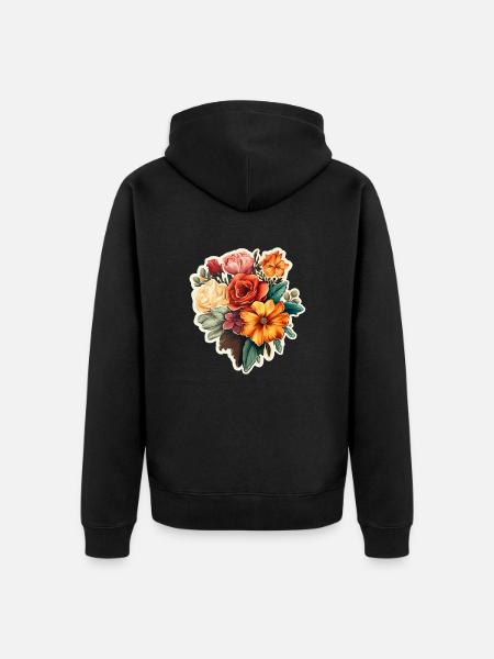 Blumenstrauß bunt - Unisex Premium Bio Zip Hoodie - Schwarz