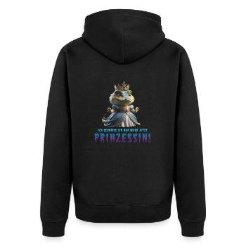 Kroko Prinzessin 03 - Unisex Premium Bio Zip Hoodie - Schwarz - Hinten - Nico (187cm)