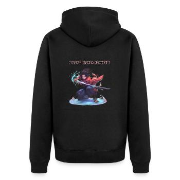 Ich liebe Manga So sehr - Unisex Premium Bio Zip Hoodie - Schwarz - Hinten - Nico (187cm)