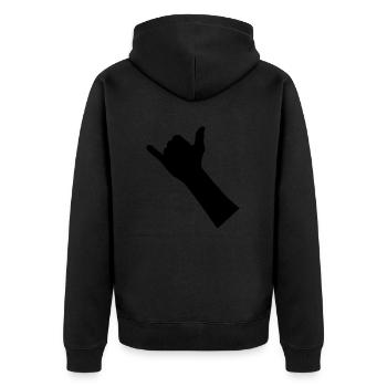 hand - Unisex Premium Bio Zip Hoodie - Schwarz - Hinten - Nico (187cm)