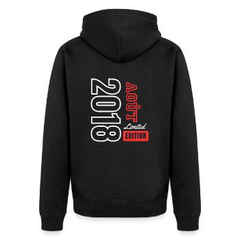 Limited Edition Birthday Gift August 2018 - Unisex Premium Organic Zip Hoodie - black - Back - Nico (187cm)