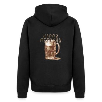 Happy Beer Day - Bierkrug - Unisex Premium Bio Zip Hoodie - Schwarz - Hinten - Nico (187cm)