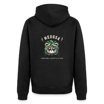 Manchmal ist Schönheit eine Qual Niedliche Medusa Bärin - Unisex Premium Bio Zip Hoodie - Schwarz - Hinten - Nico (187cm)