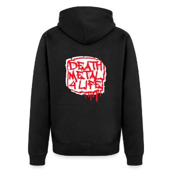 Heavy Death Metal 4 Life Hard Rock Cool Graffiti - Unisex Premium Bio Zip Hoodie - Schwarz - Hinten - Nico (187cm)